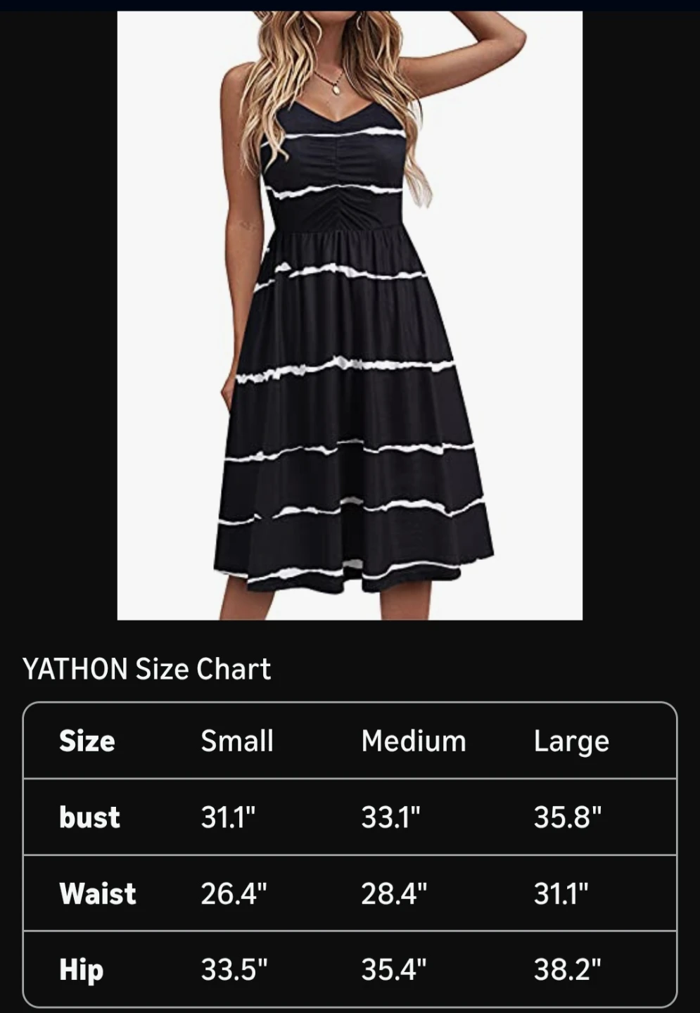 YATHON Black & White Striped Sundress Small - photo 4