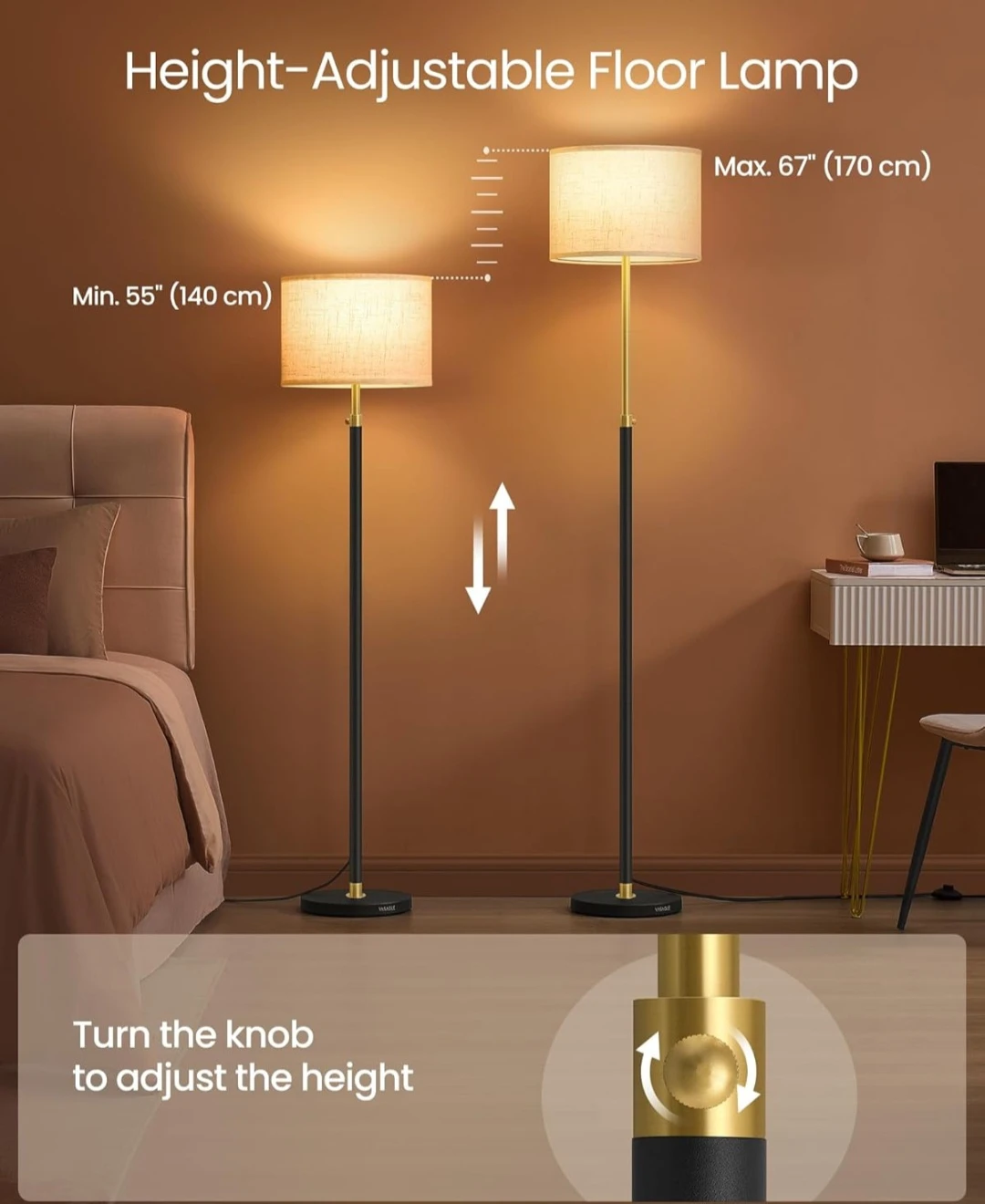 Height-Adjustable Floor Lamp with LED Bulb - photo 4