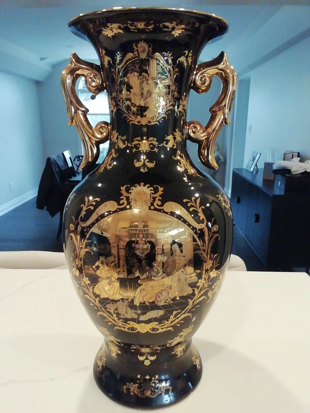 This is a LIMOGES large decorative vase Black and Gold - photo 4