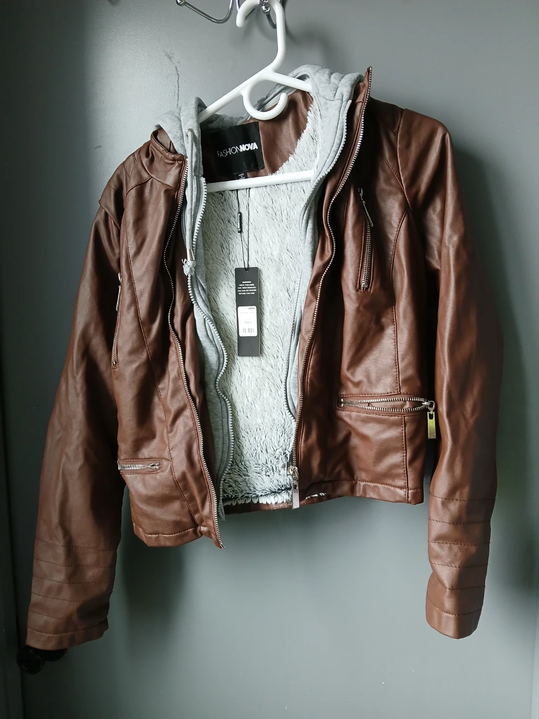 Fashion Nova Kyla Moto Jacket Chocolate Size S - photo 2