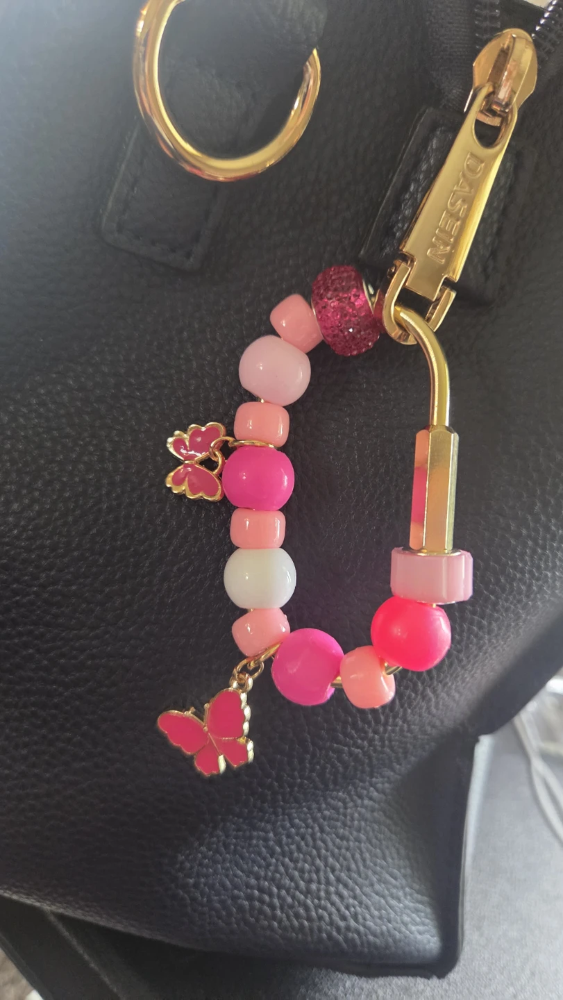 Pink Butterfly Beaded Bag Charm
