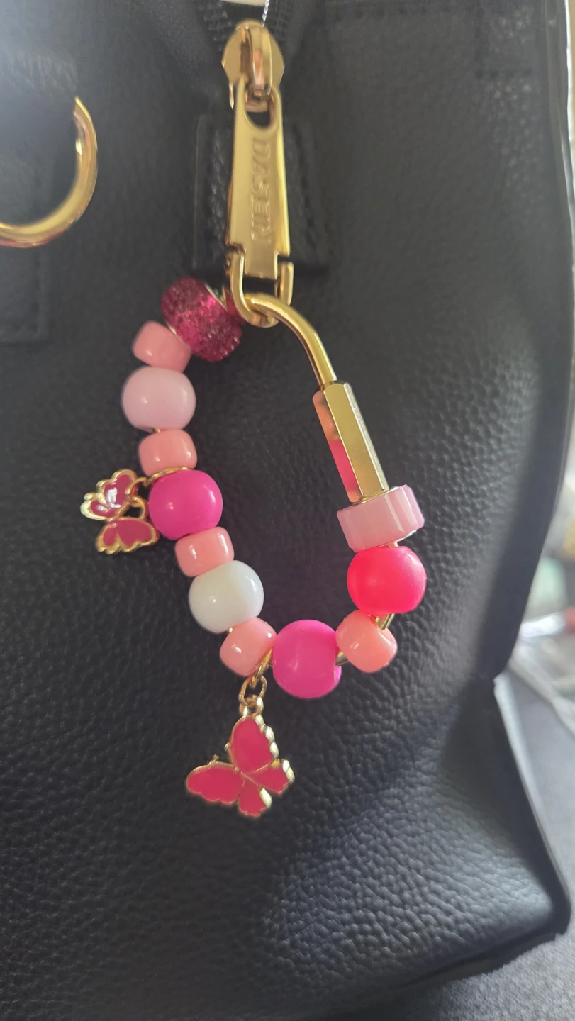 Pink Butterfly Beaded Bag Charm - photo 2