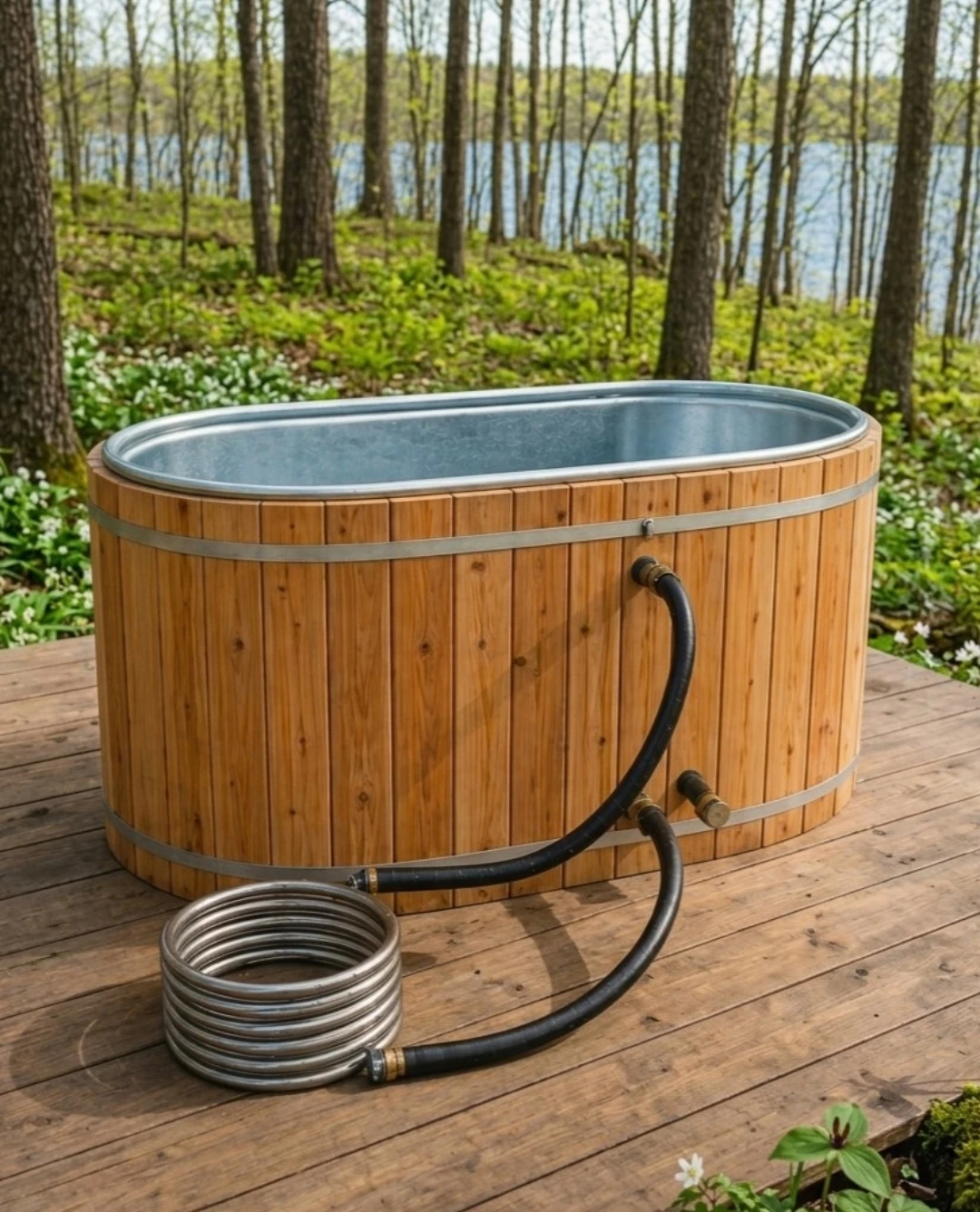 *FREE DELIVERY* WOOD-FIRED CEDAR HOT TUB WITH FIRE KIT INCLUDED.