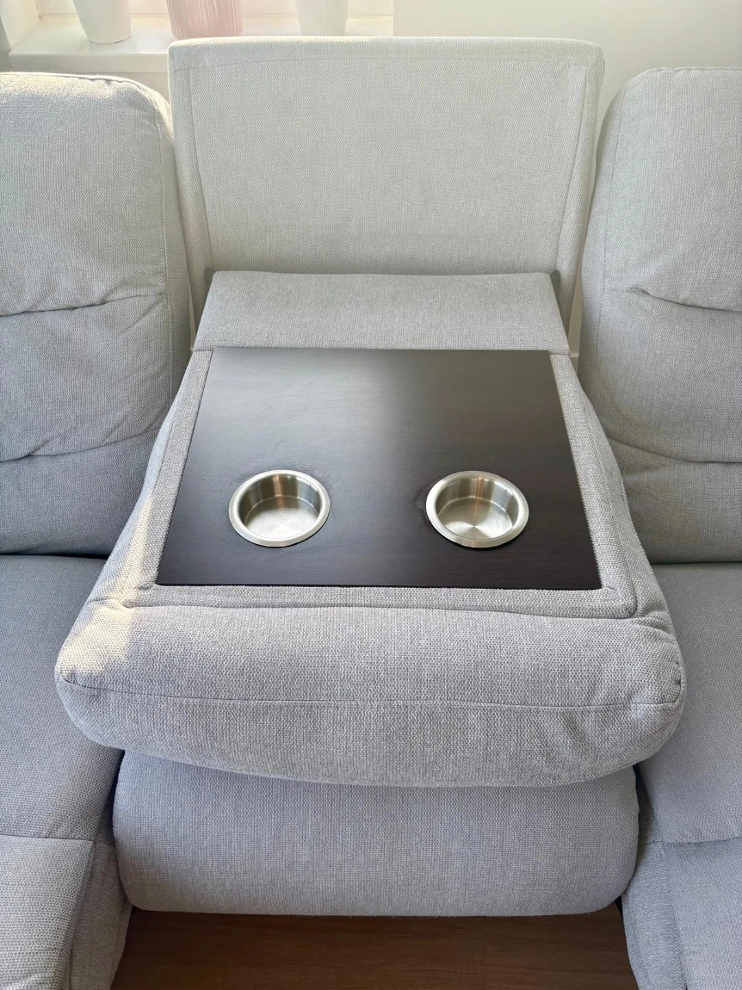 Grey Fabric couch with power Reclining seats - photo 3