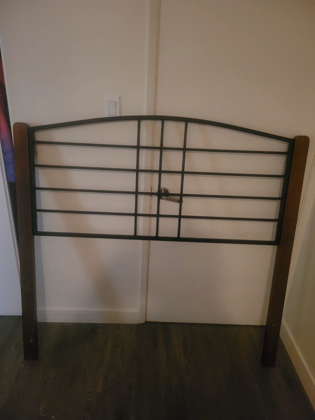 Double size metal and wood headboard