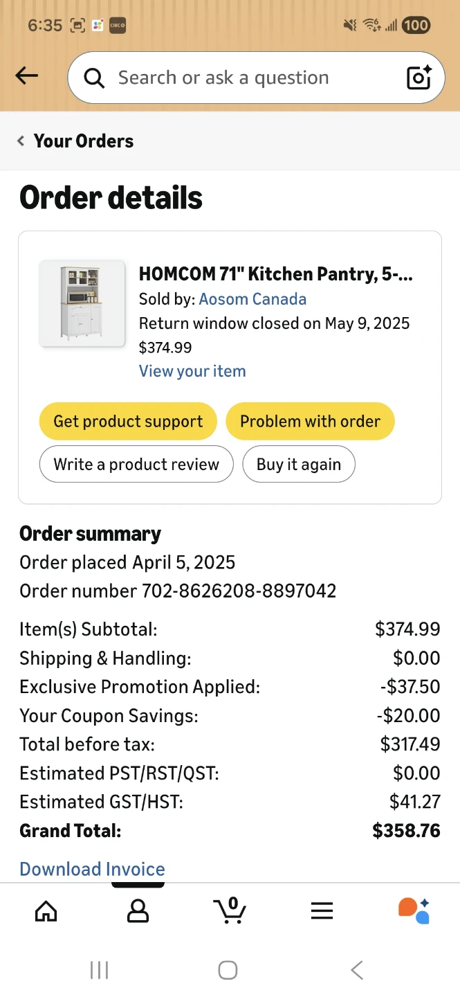 HOMCOM 71" White Kitchen Pantry Cabinet with Countertop - photo 3