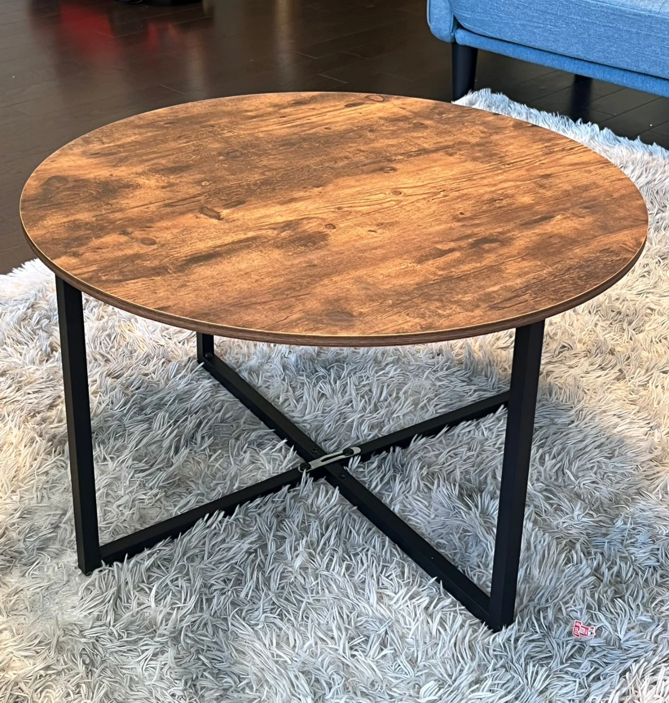 Round Coffee Table with X-Leg Base