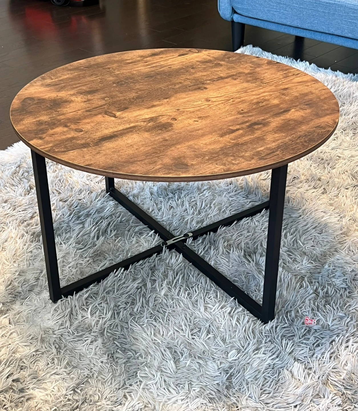 Round Coffee Table with X-Leg Base - photo 2