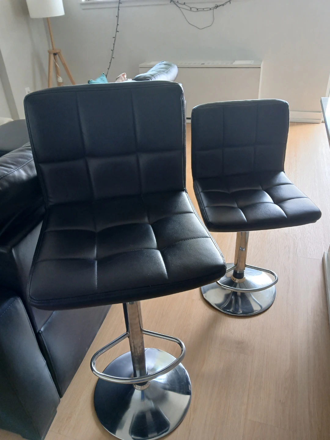 Black Bar Stools – Set of 2 | Adjustable & 360° Swivel - photo 2