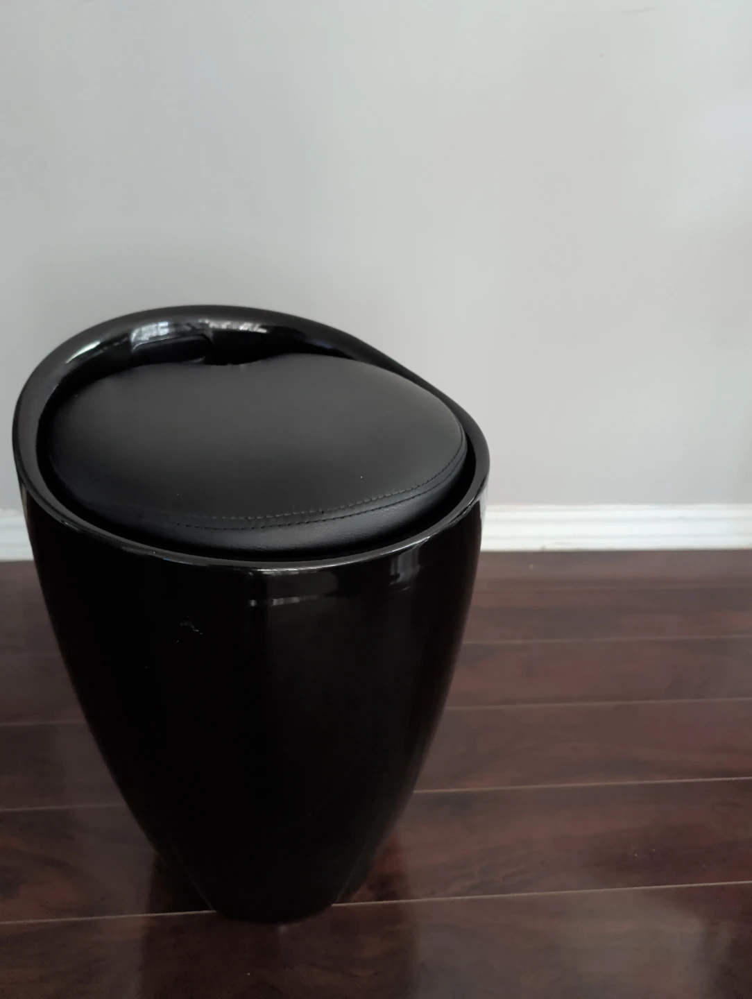 Black Storage Ottoman Stool