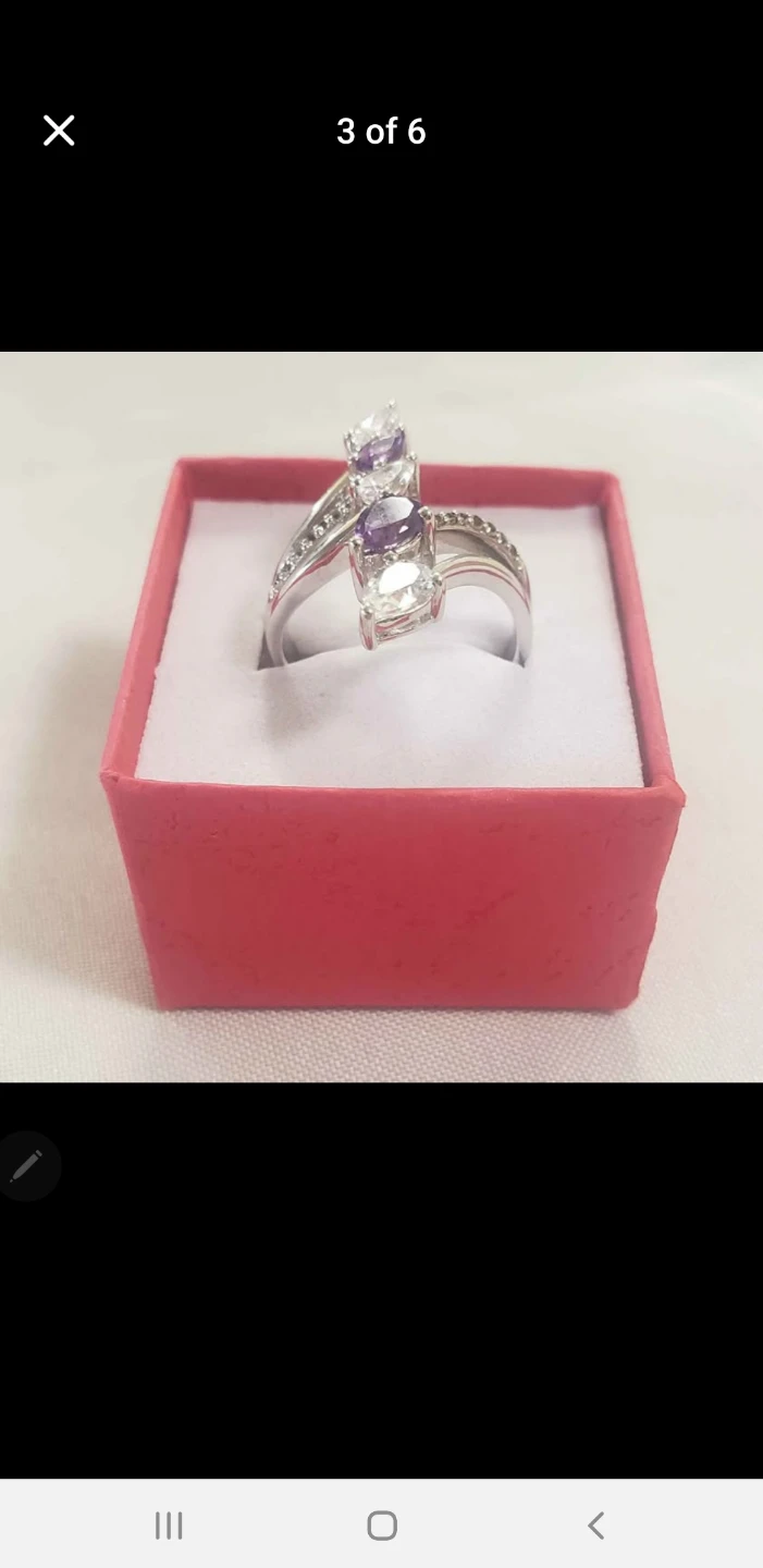 Like new 925 Real Silver Ring With Amethyst and Crystal - photo 3