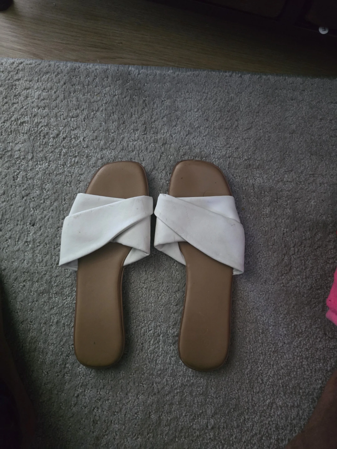 White Slide Sandals
