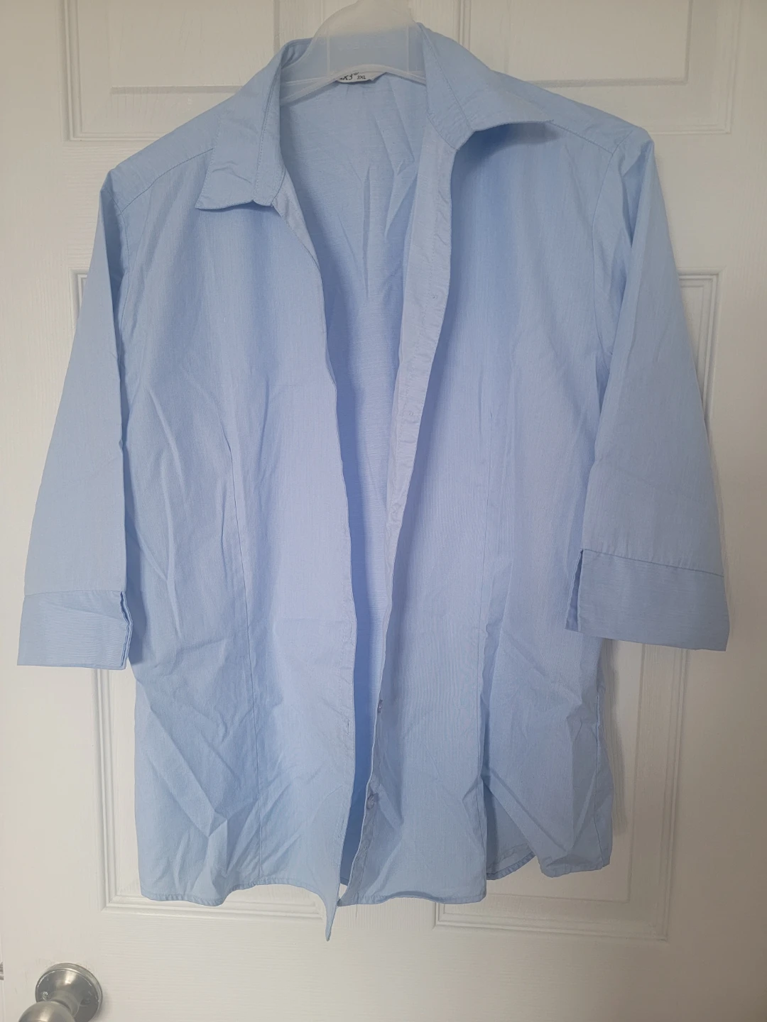 Light Blue Collared Button-Up Shirt - freesize