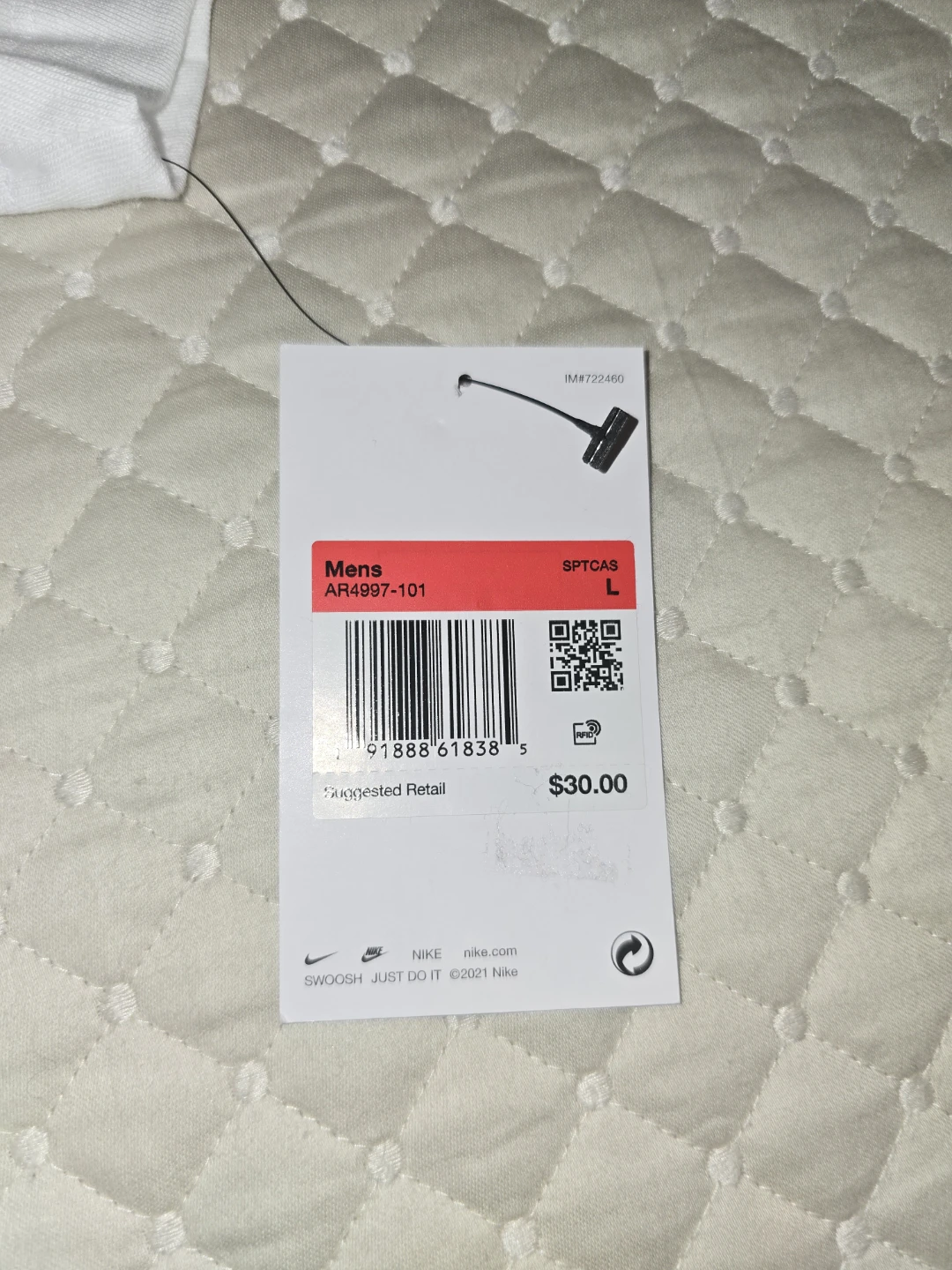Lg - Nike Men's T-Shirt - White (NEW w/Tag) RETAIL $30 - photo 4