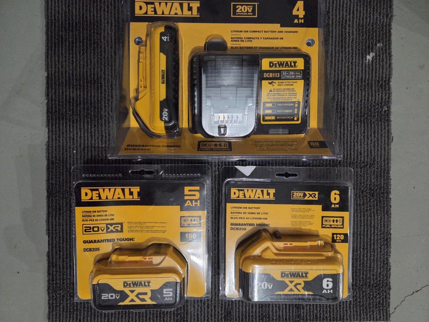 DEWALT Lithium Ion Batteries and Charger - 4Ah, 5Ah, 6Ah