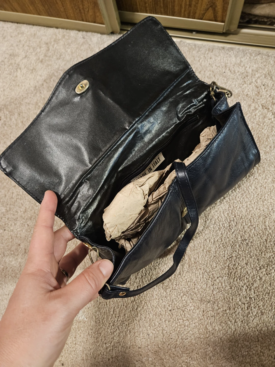 Navy Leather Clutch/Purse Made in Italy
