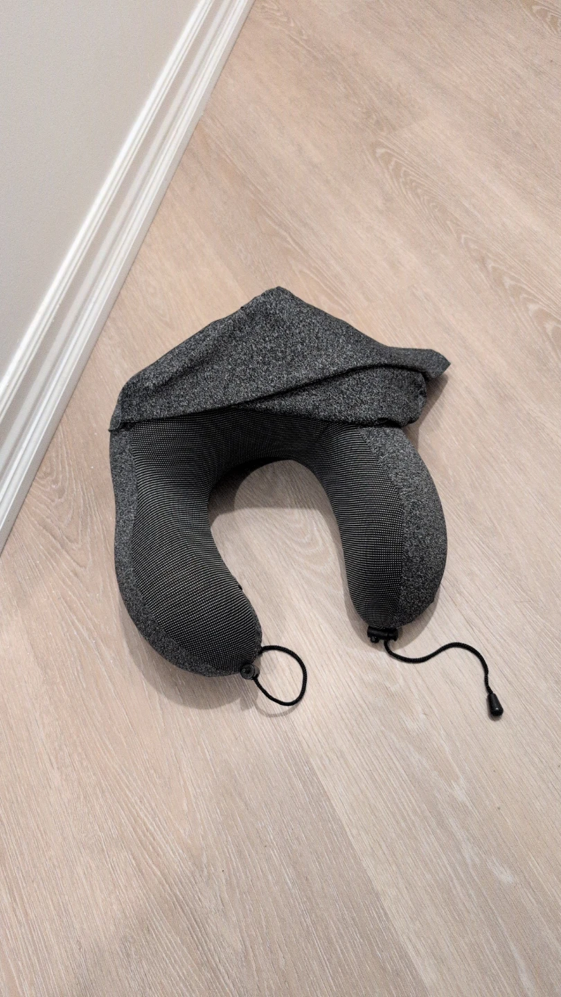 Grey Neck Pillow with Hood