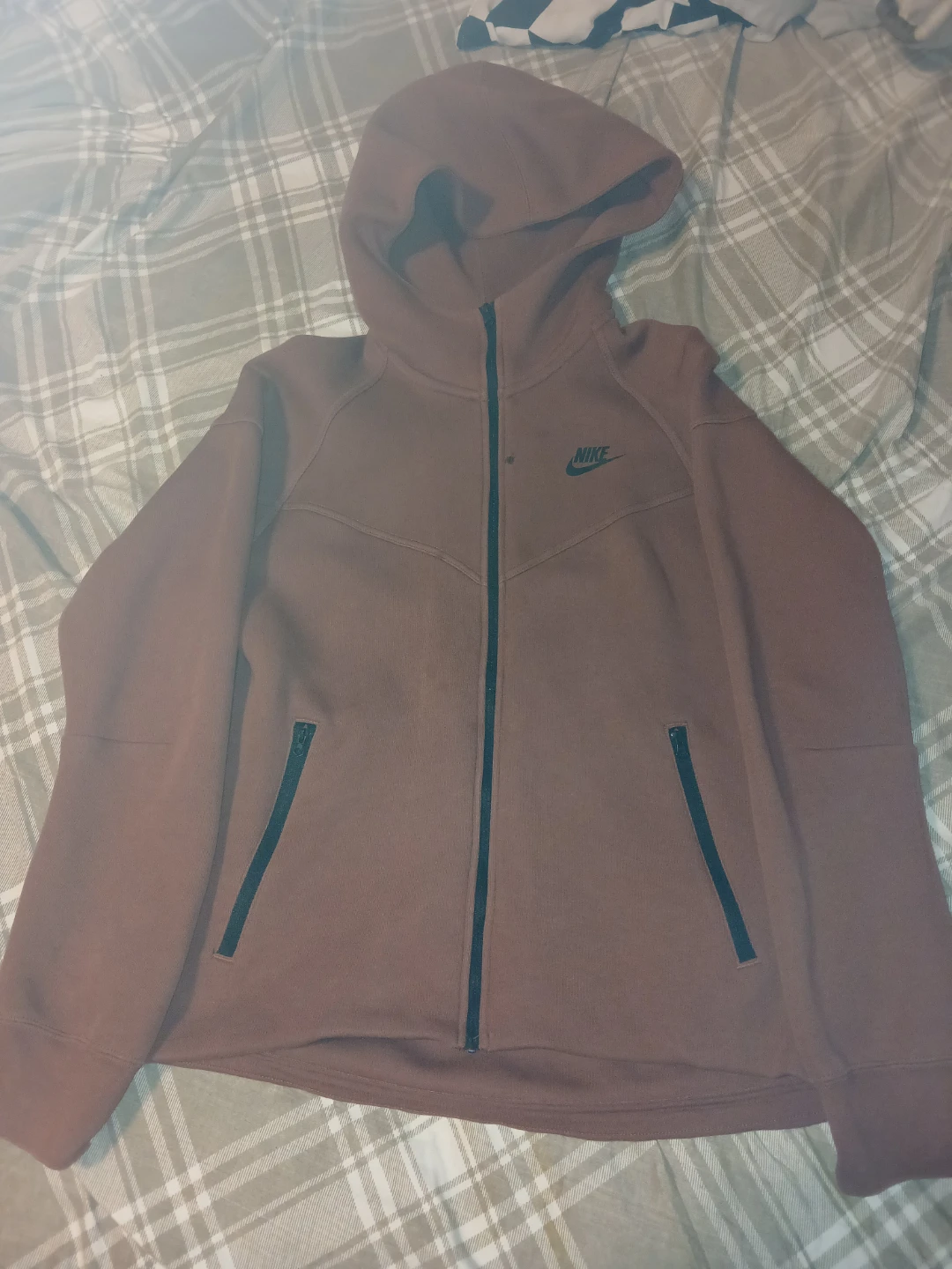 Nike Tech Fleece Full Zip Hoodie - Brown - Size M
