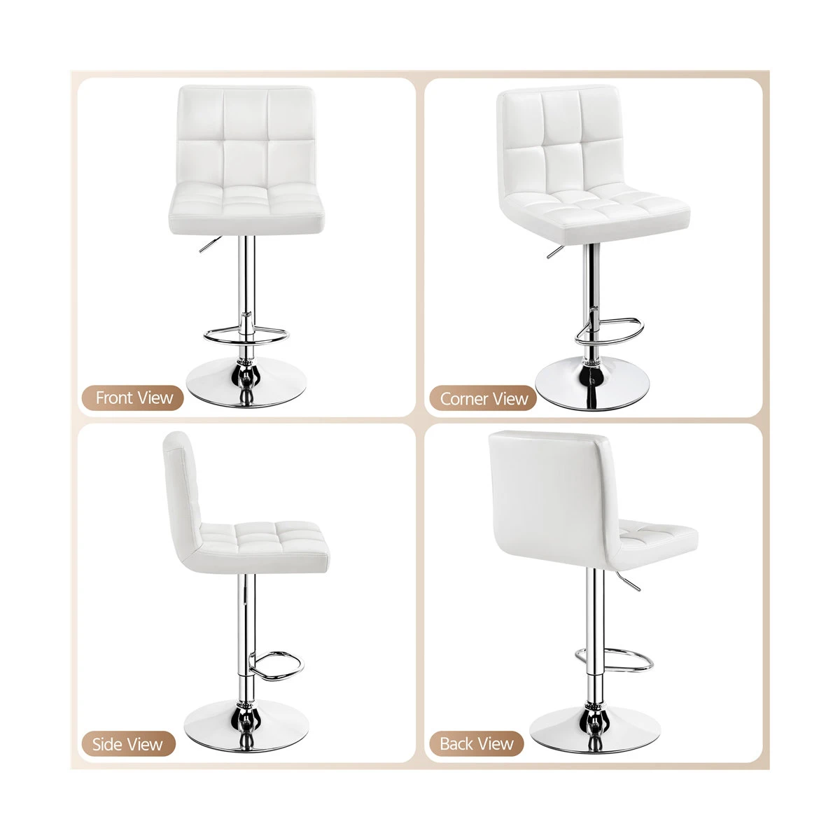 Set of 3** White Adjustable Bar Stools - photo 5