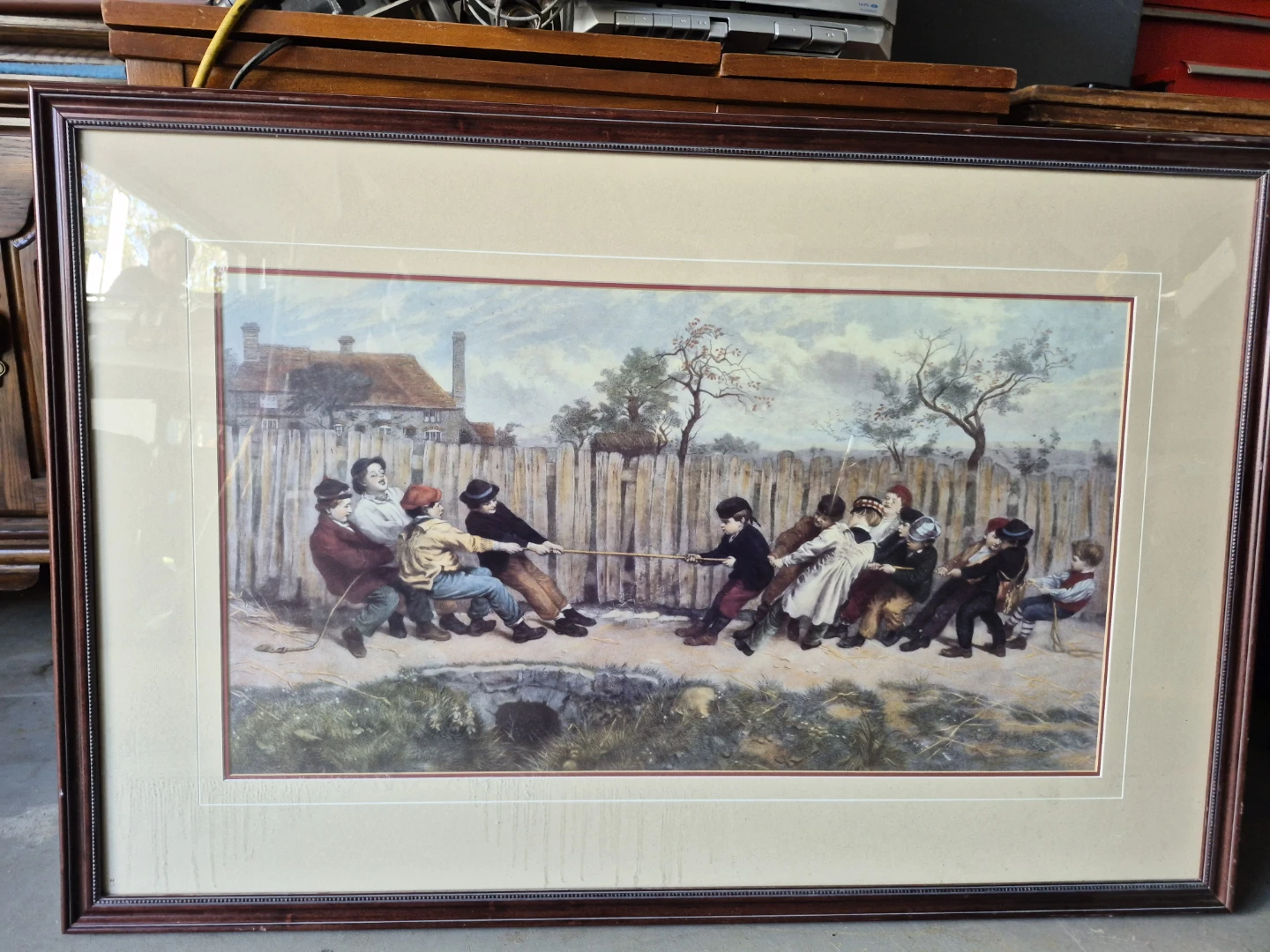 Framed Art Print: Tug of War Scene