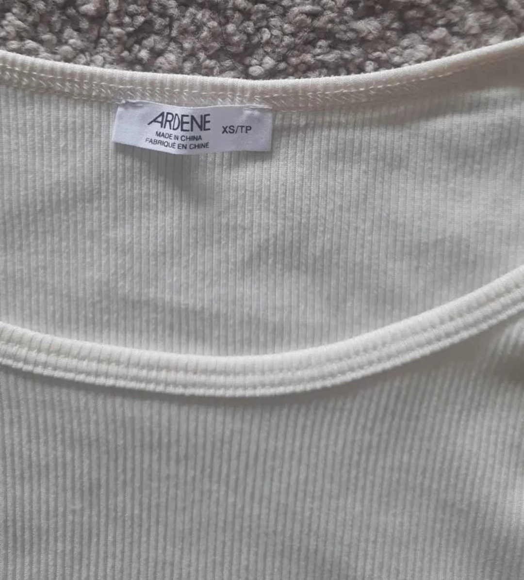 ARDENE Cream Ribbed Puff Sleeve Top XS/TP - photo 2