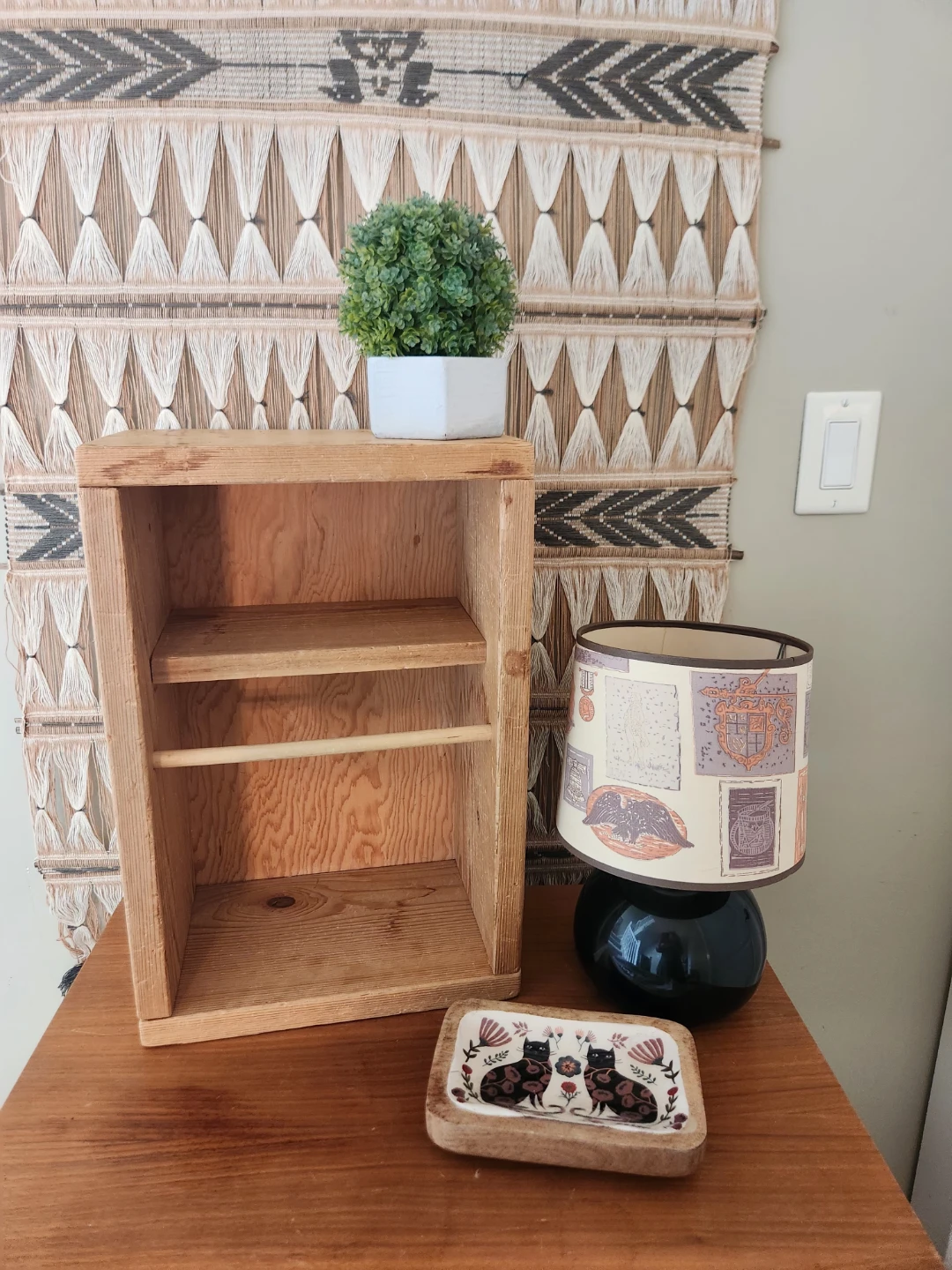 Wooden Two-Shelf Storage Unit with Dowel Rod