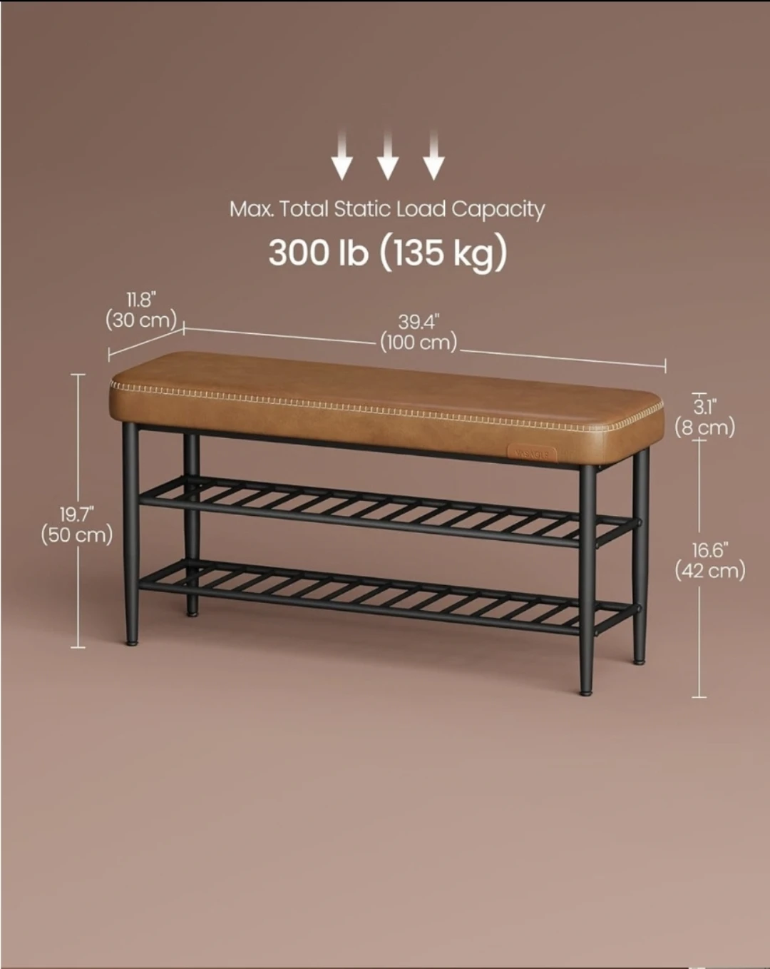3-level 40' Leather Padded Bench Storage *new - photo 5