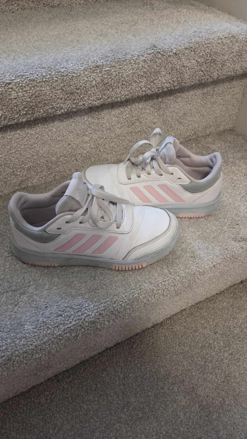 Adidas White Pink Lace-Up Sneakers - Size 3 - photo 3