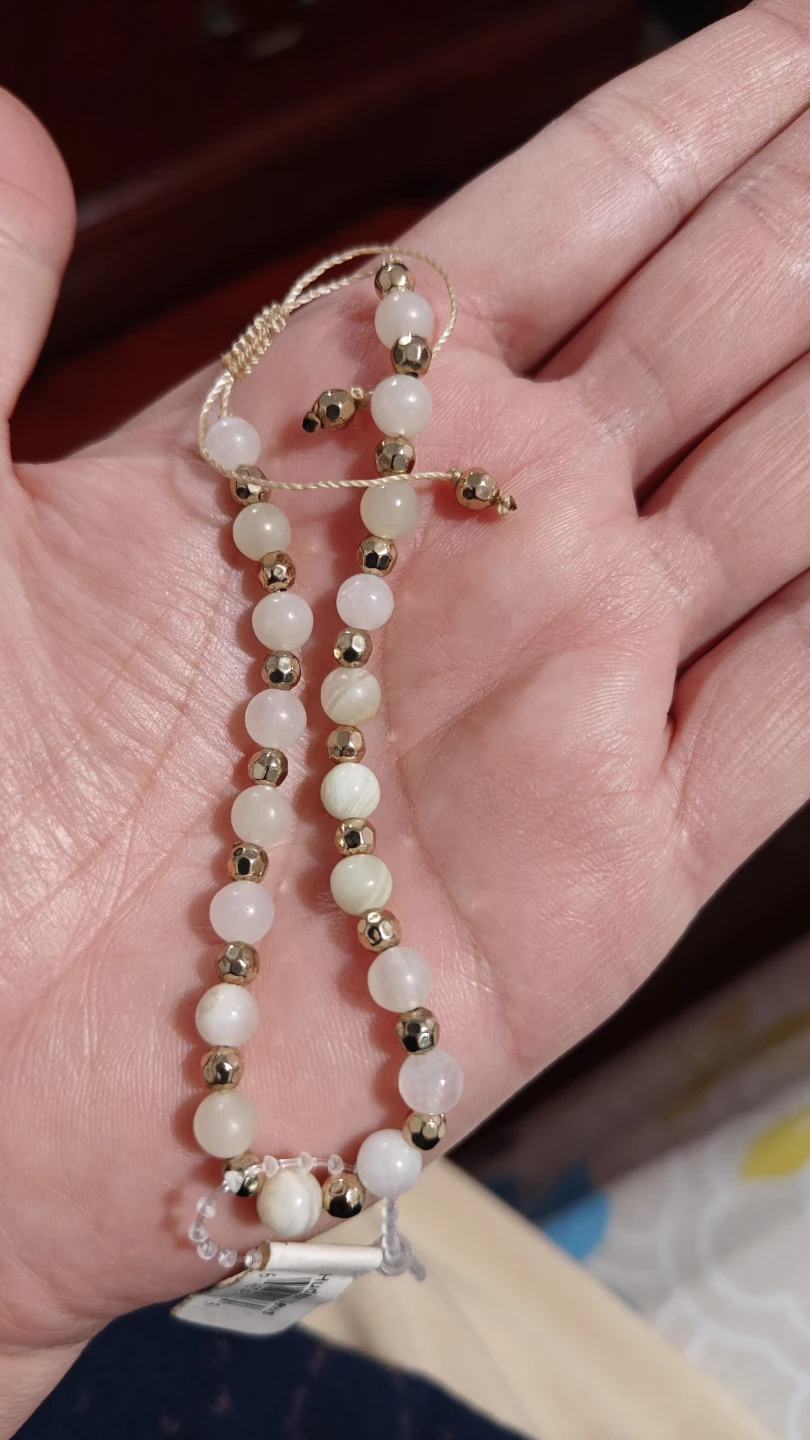 Ladies Bracelet White Beads Gold Tone Accents - photo 4