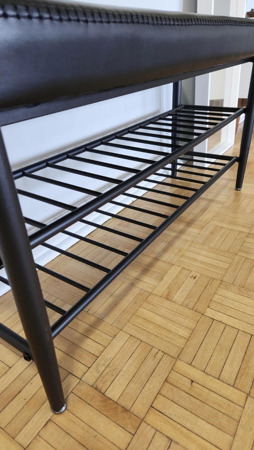 3-level 32' Black Leather Padded Bench Storage *new - photo 3