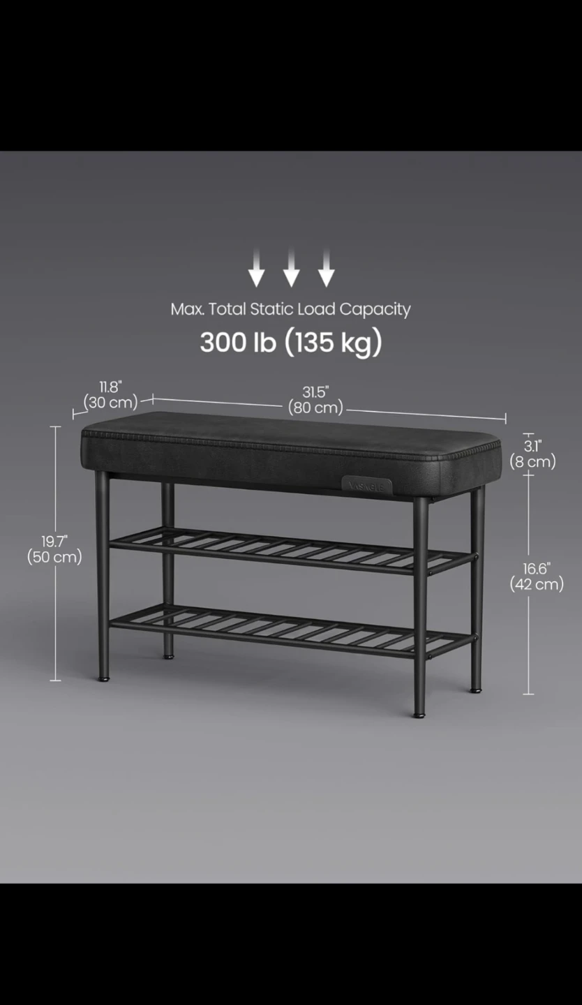 3-level 32' Black Leather Padded Bench Storage *new - photo 5
