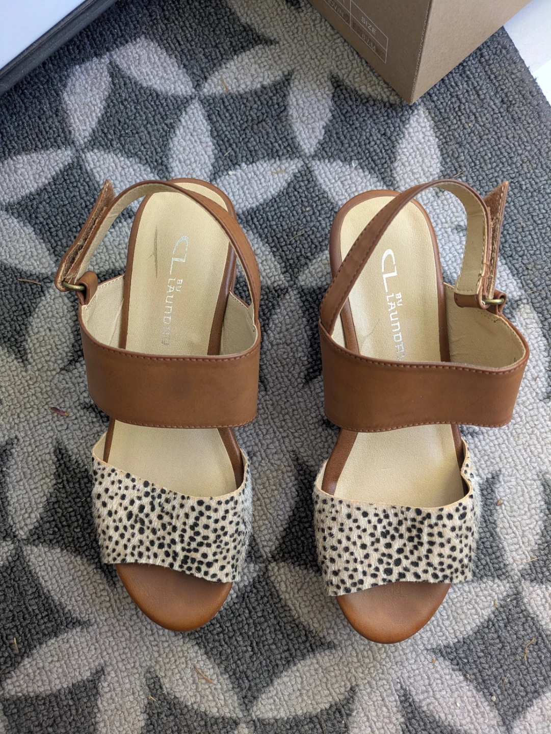 CL by Laundry Wedge Sandals - Brown/Leopard Print - Size 5.5/36M
