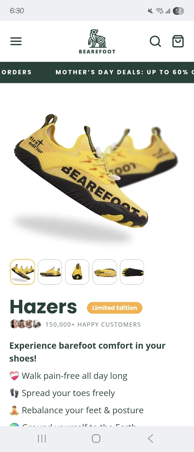 Barefoot Hazers Limited Edition Yellow Shoes Size 40