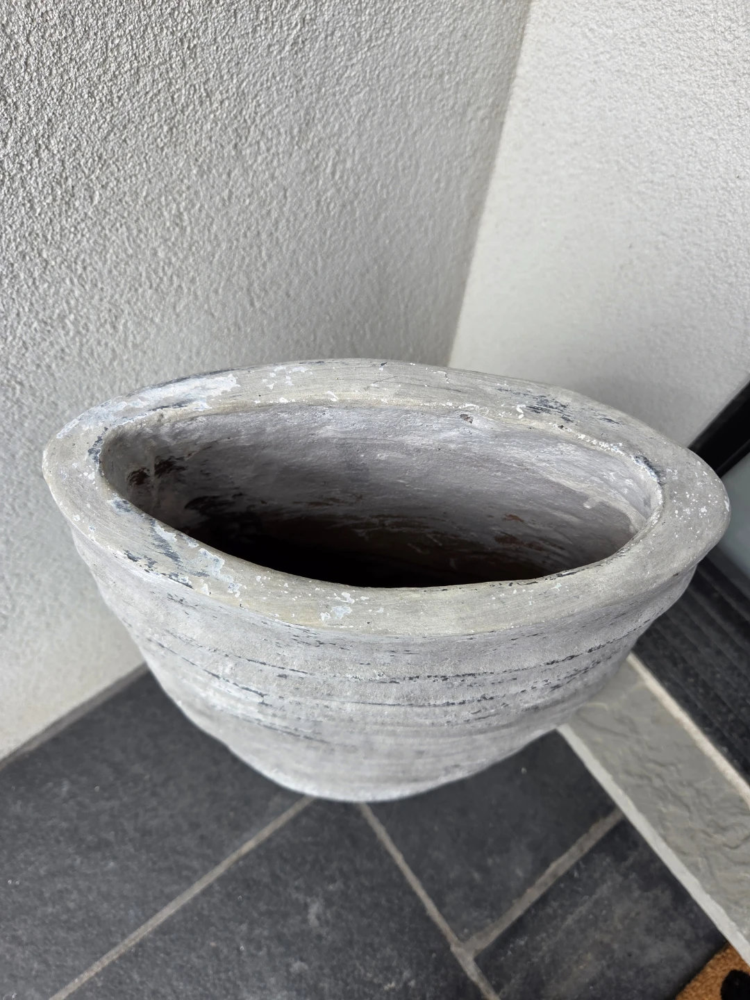 Large Grey Textured Tall Planter Pot - photo 3