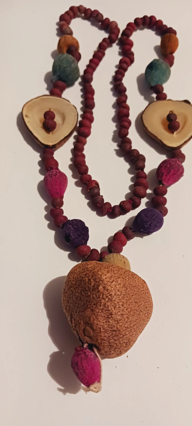 Handmade African Seed & Wood Beaded Necklace