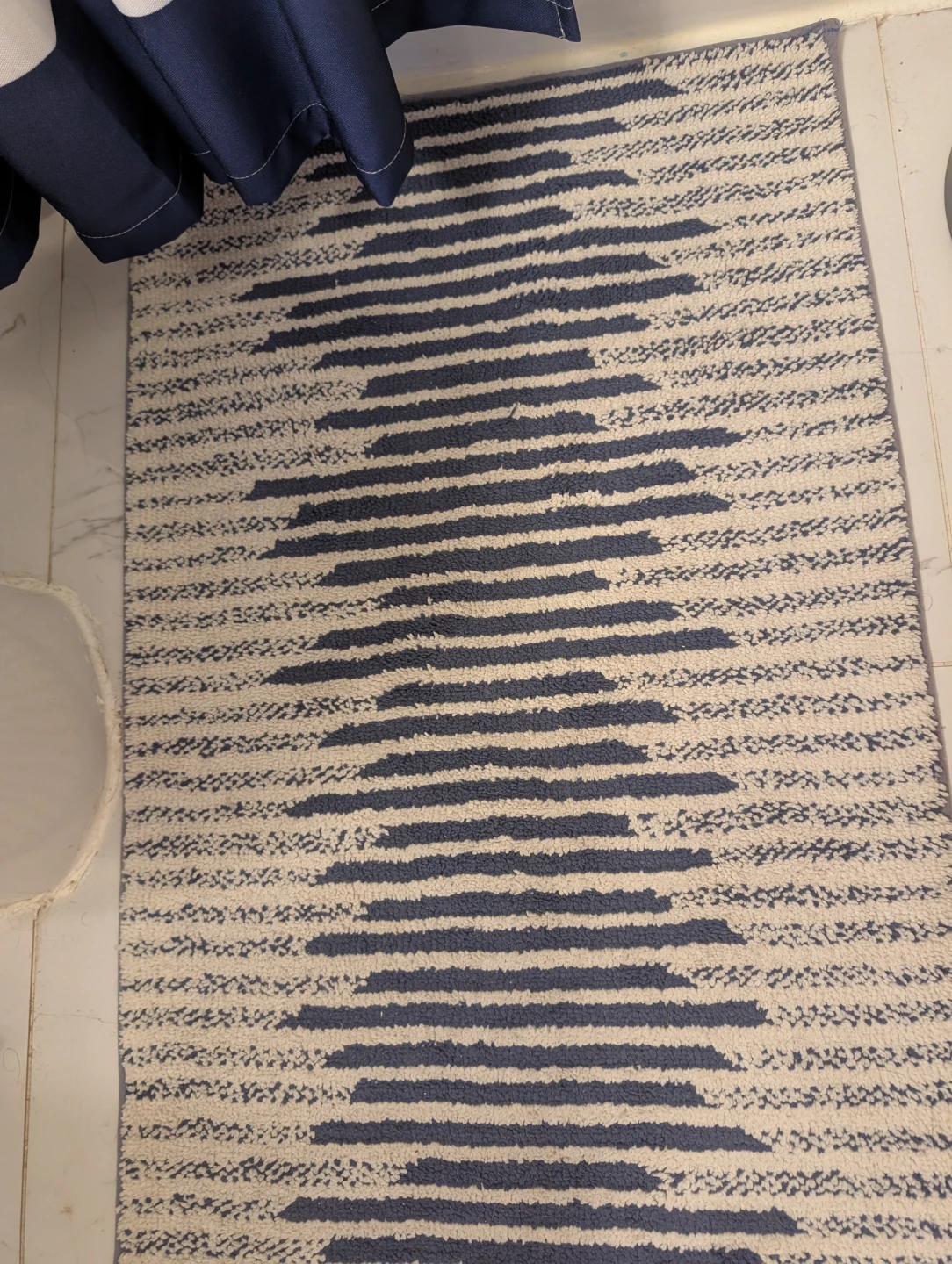 Blue bath towel, mat, curtain set - photo 2