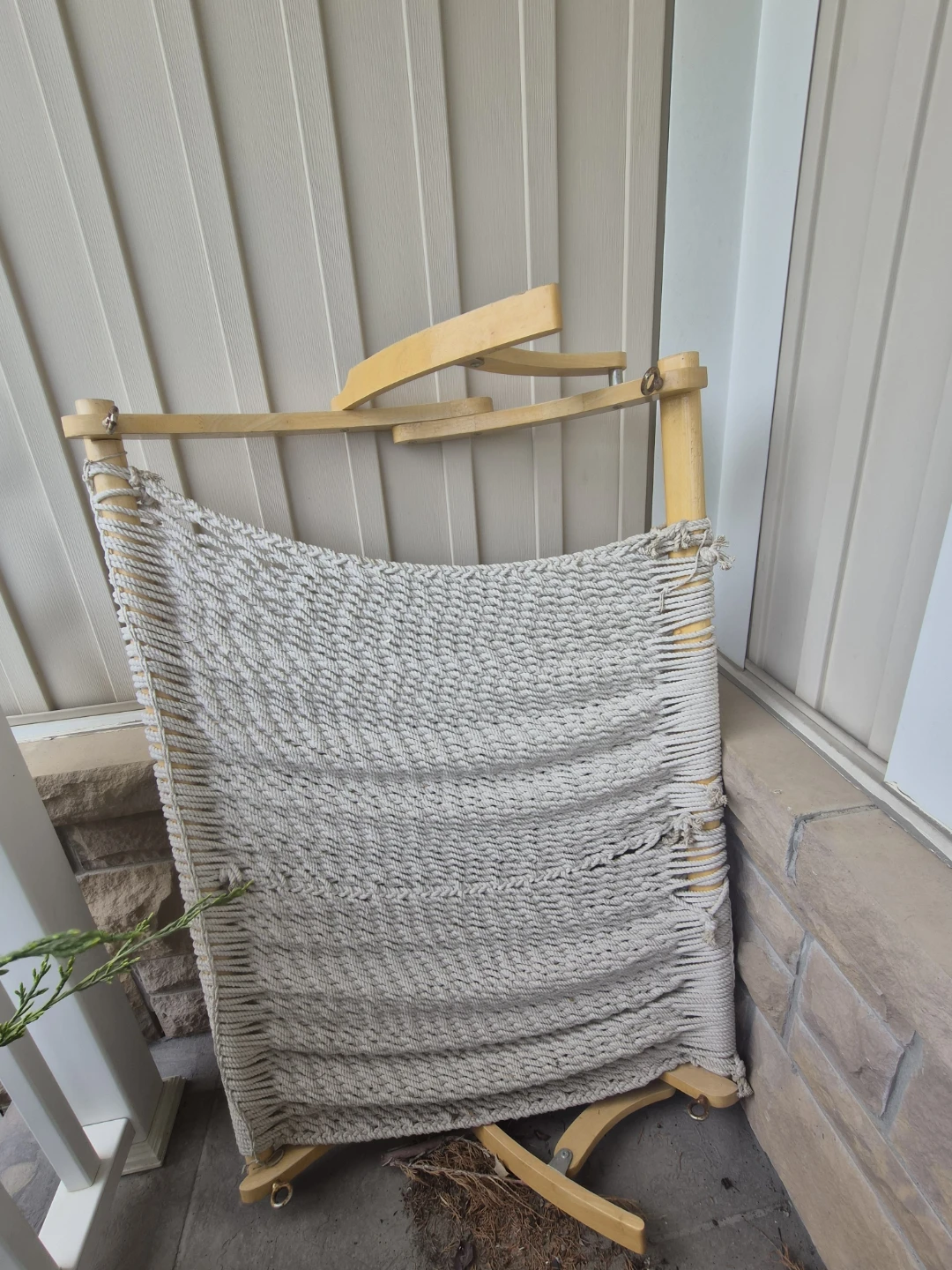 Wooden Hammock Chair Stand with Woven Seat