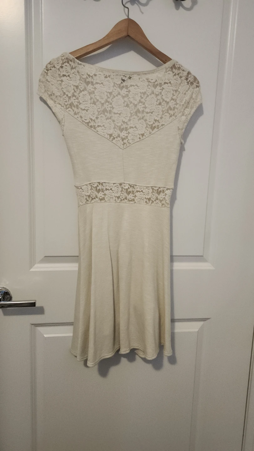 Women's Cream Lace Detail Mini Dress