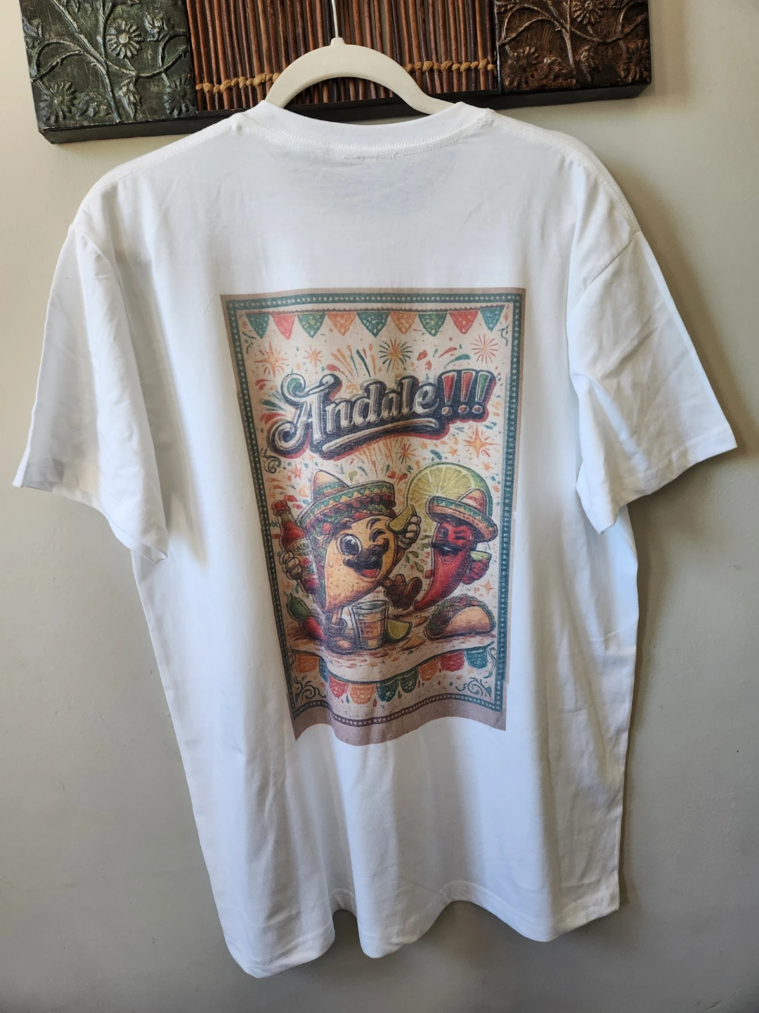 White T-Shirt with Mexican Heart Graphic and "Andale!!!" Design - photo 2