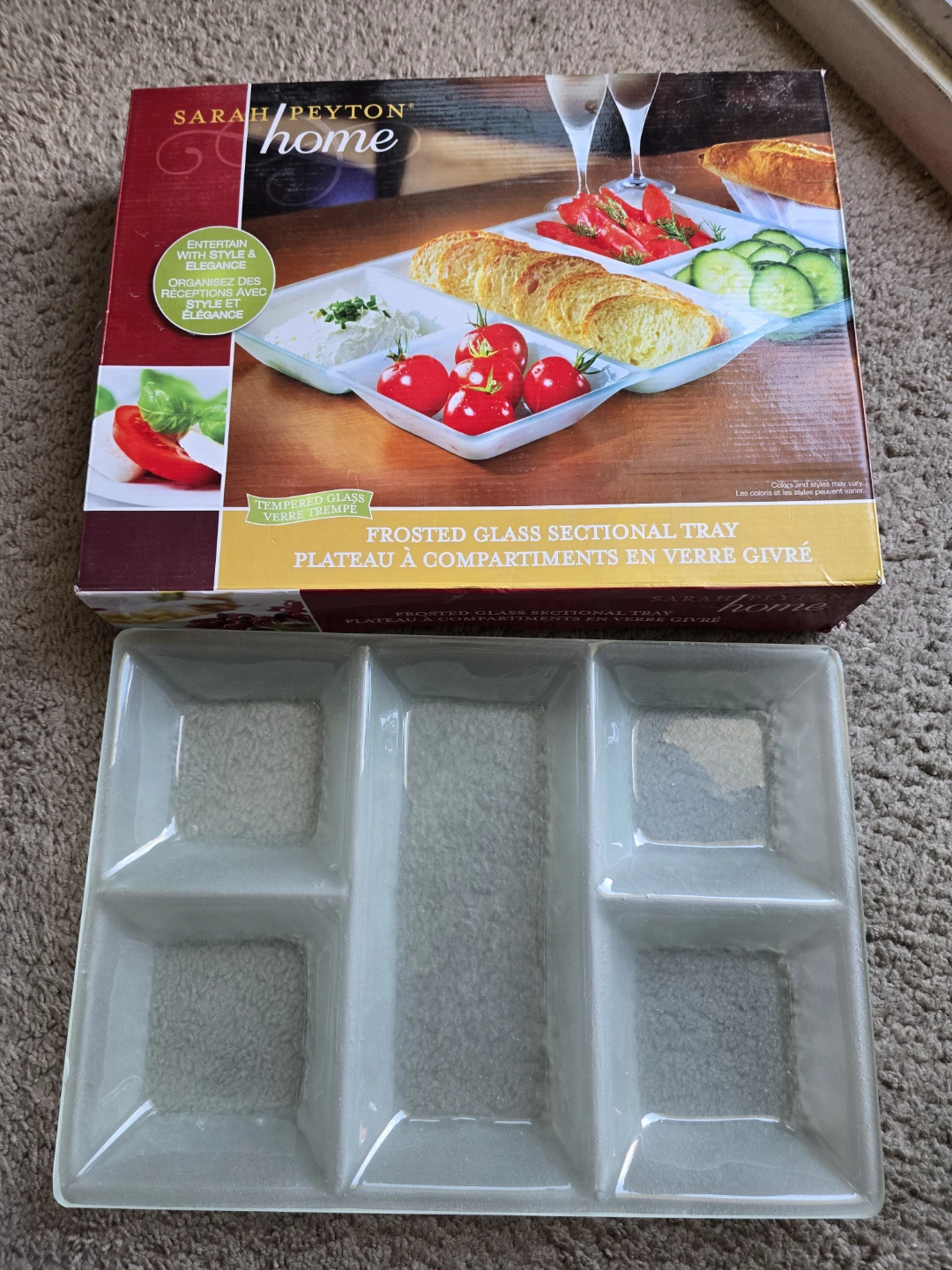 Sarah Peyton frosted glass sectional  serving tray