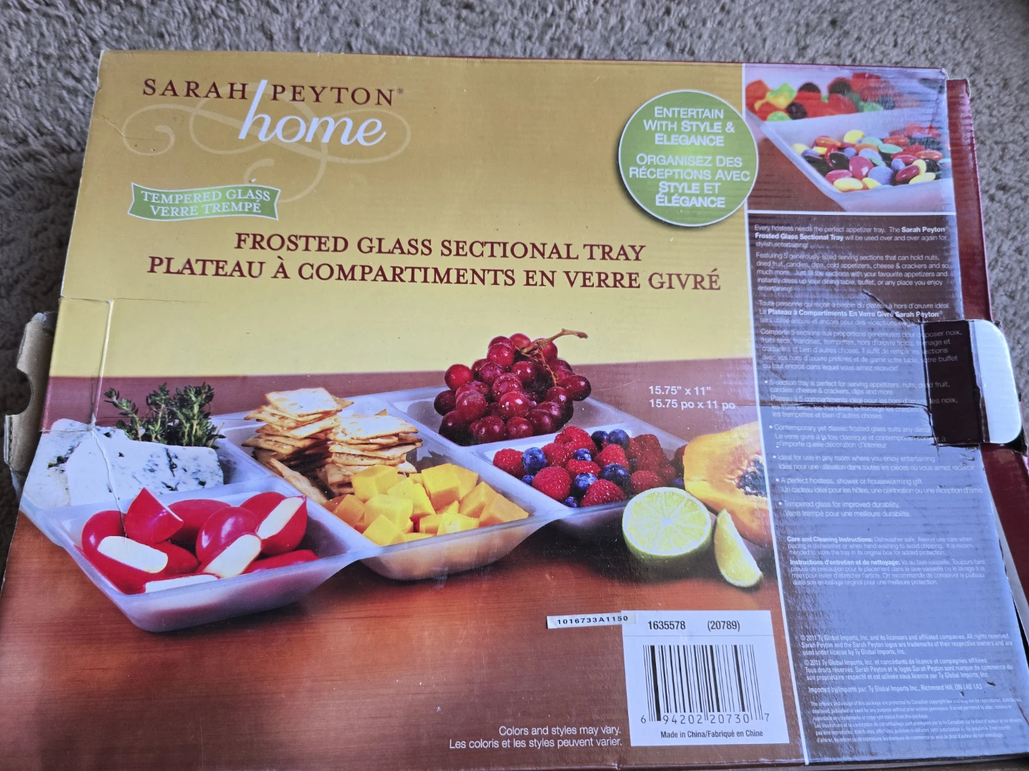 Sarah Peyton frosted glass sectional  serving tray - photo 5