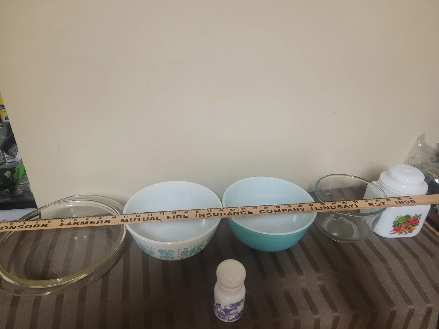 6 Vintage Milk Glass Pyrex Amish Turquoise Casserole Bowl Dish