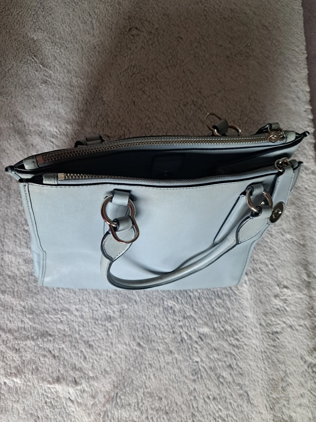Coach Light Blue Leather Tote Bag
