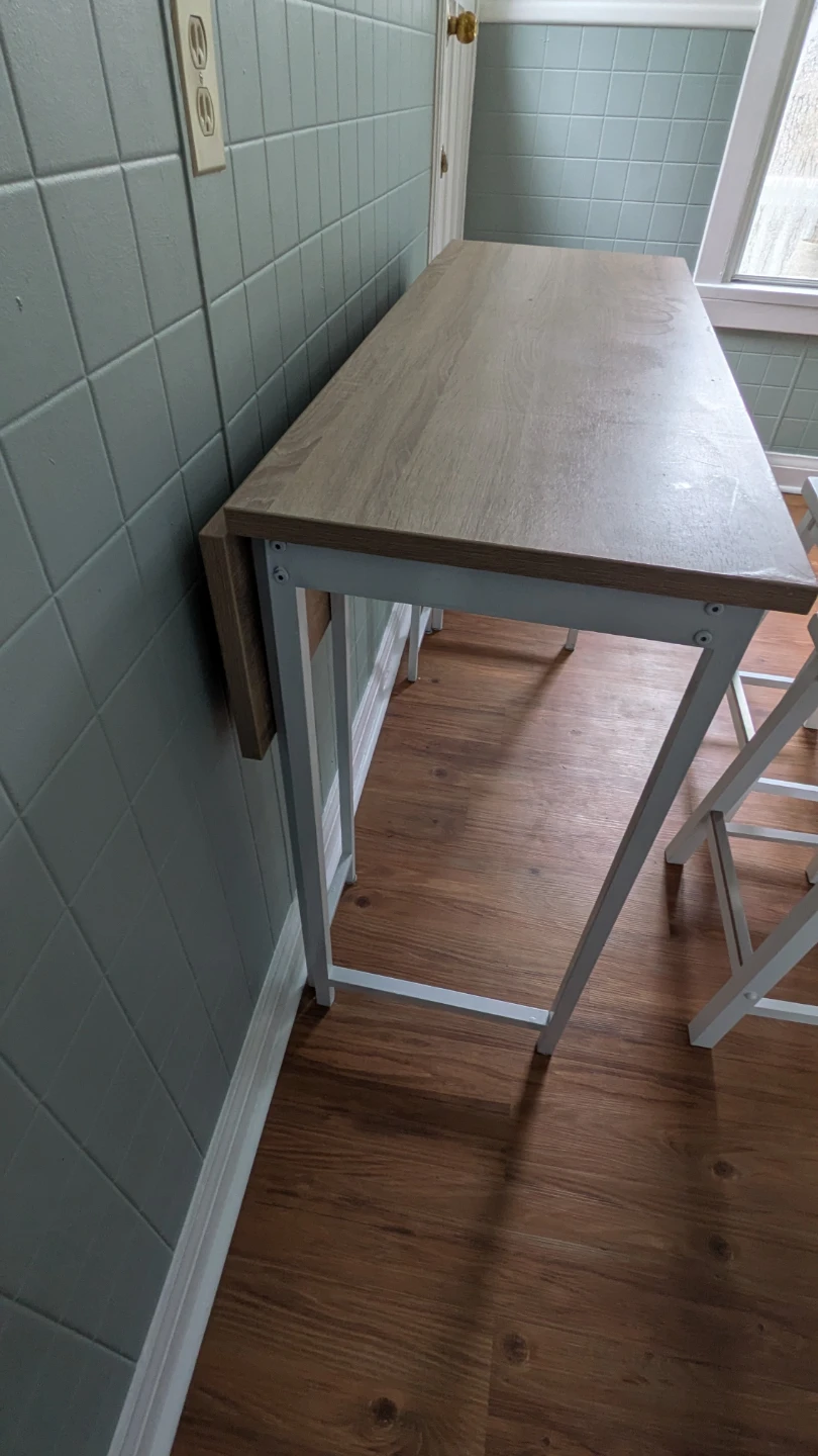 Drop-leaf Counter Height Table with 2 Stools - photo 2