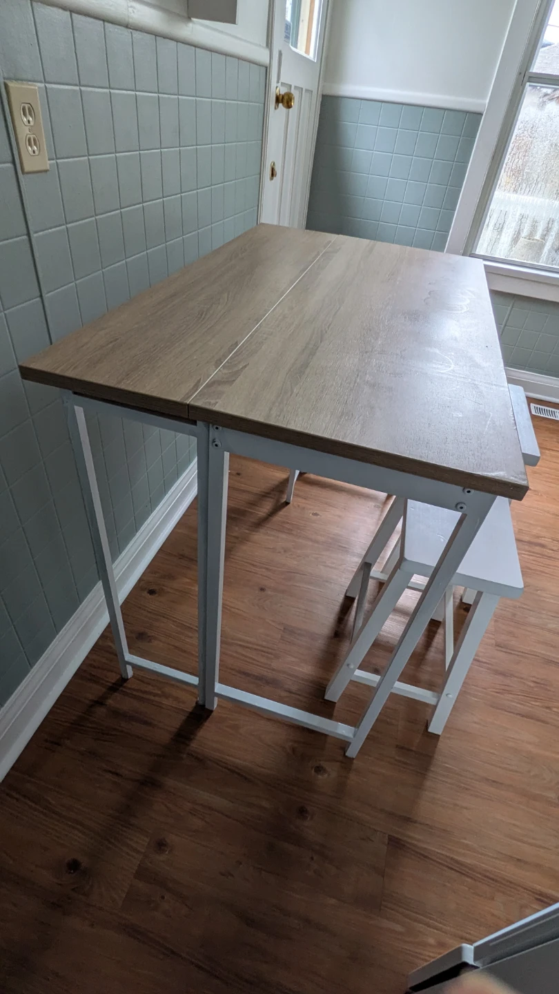 Drop-leaf Counter Height Table with 2 Stools - photo 3