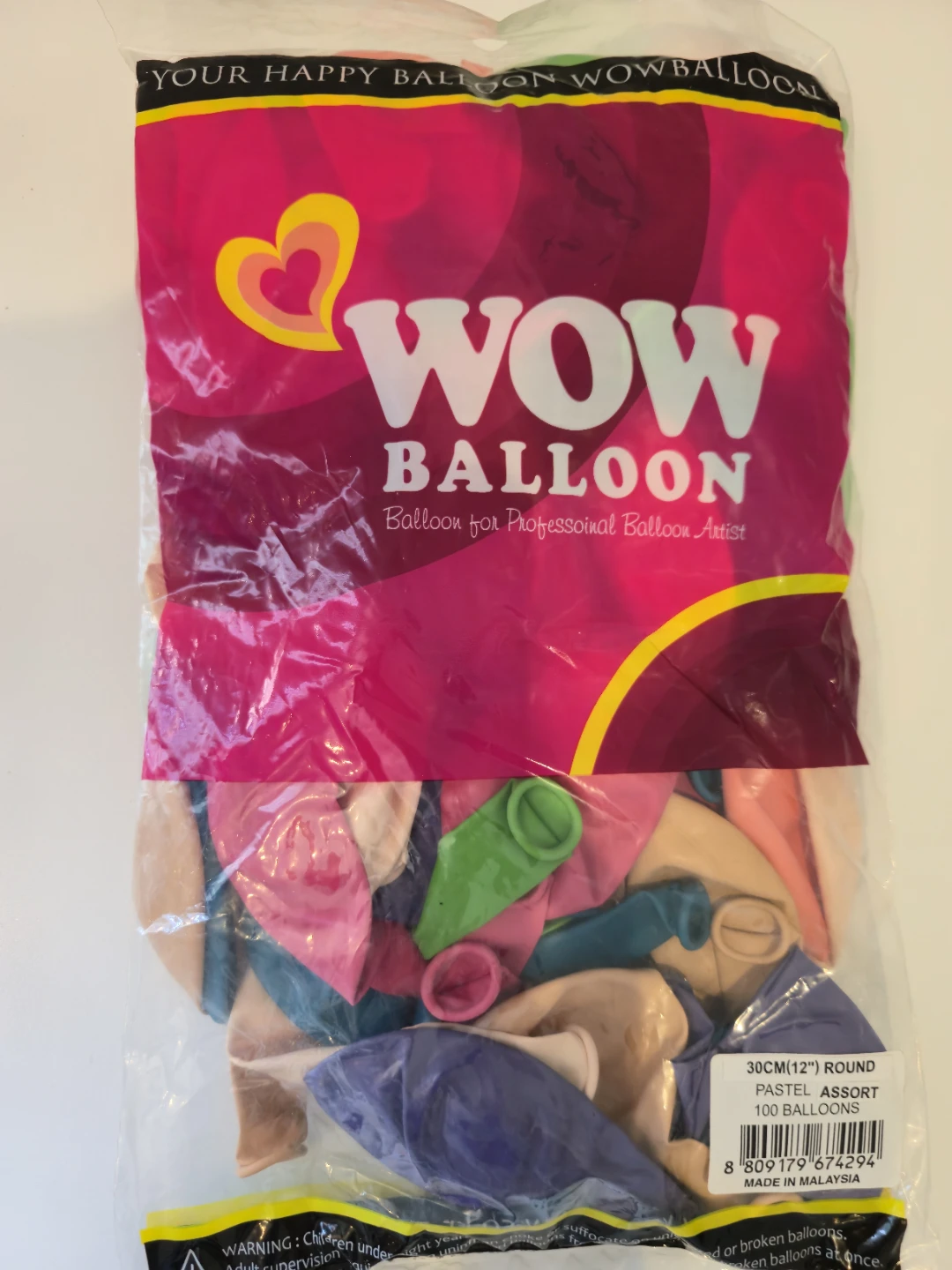 WOW BALLOON Pastel Assort 100 Balloons
