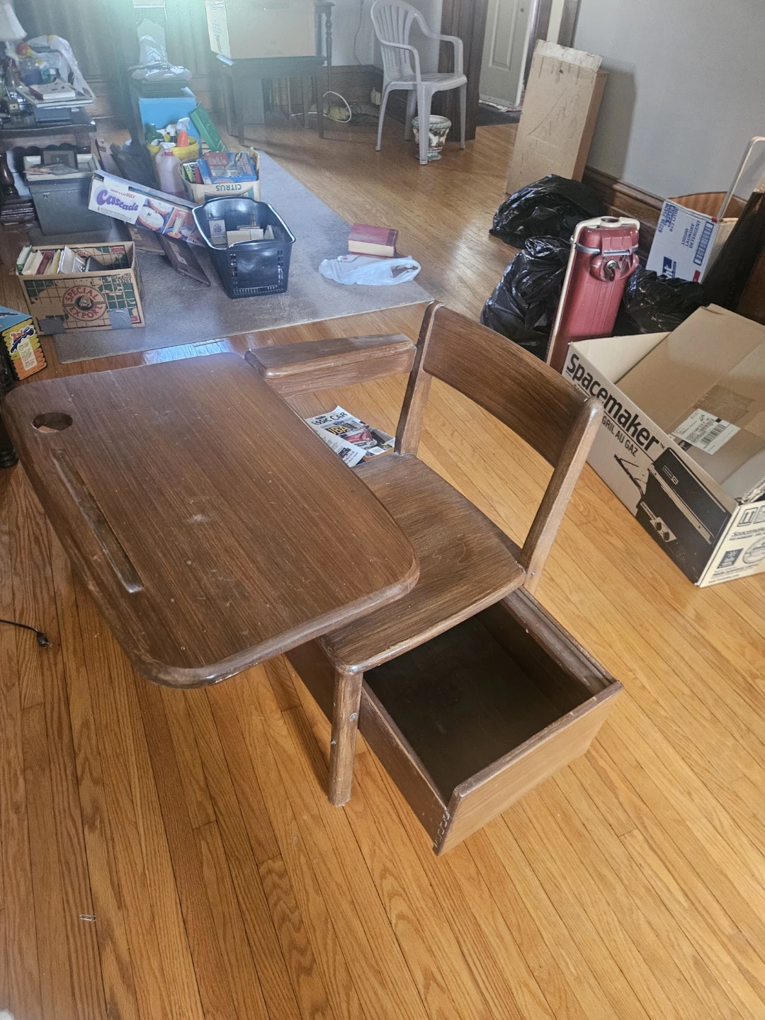 Vintage Wooden School Desk with Chair - photo 3