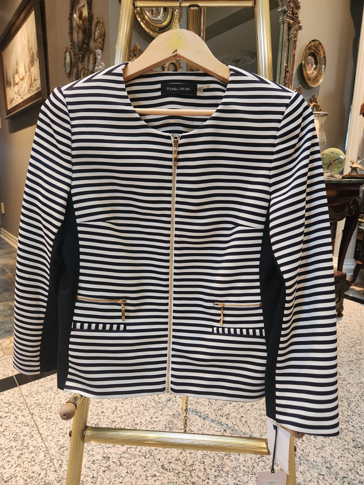 Ivanka Trump Striped Zip-Front Blazer - Size 10 - photo 2