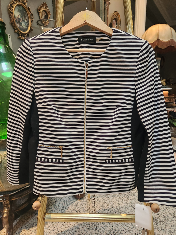 Ivanka Trump Striped Zip-Front Blazer - Size 10 - photo 4