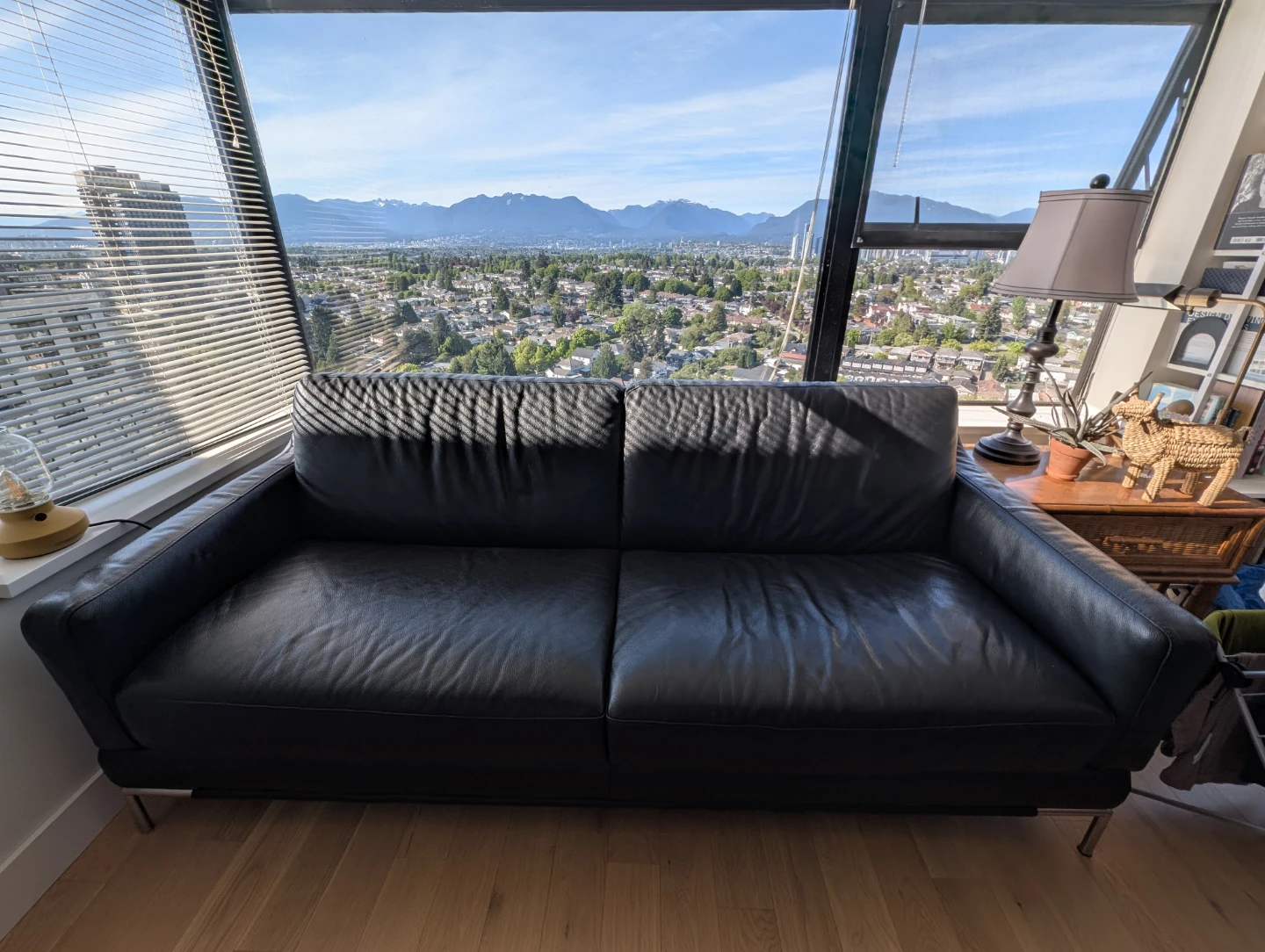 Natuzzi Editions Black Leather Sofa